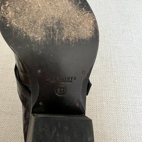 All Saints Katy Black Leather Ankle Boots Crocodile Size 7 - Picture 12 of 12